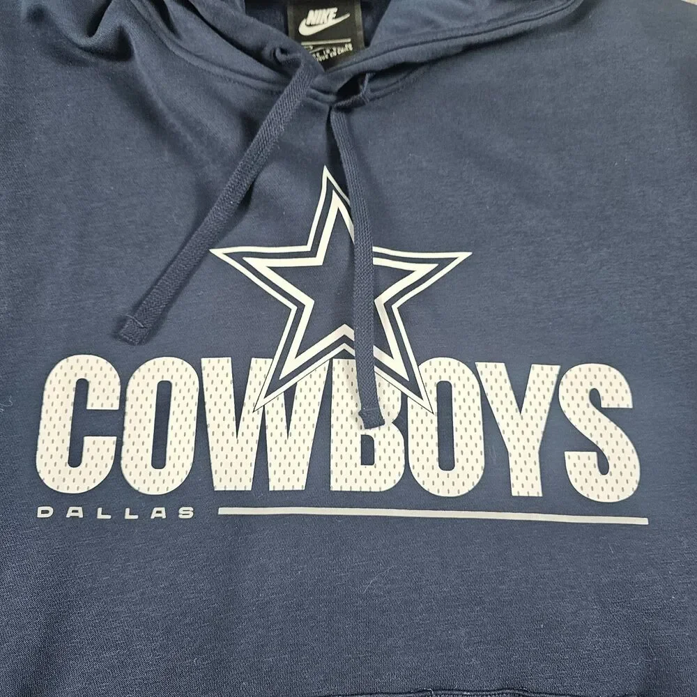 Nike Dallas Cowboys Hoodie Mens XL Blue Pullover Sweatshirt Swoosh Spellout